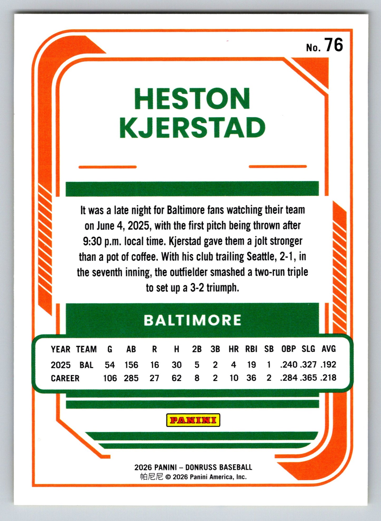 2026 Donruss #76 Heston Kjerstad Yellow Flood