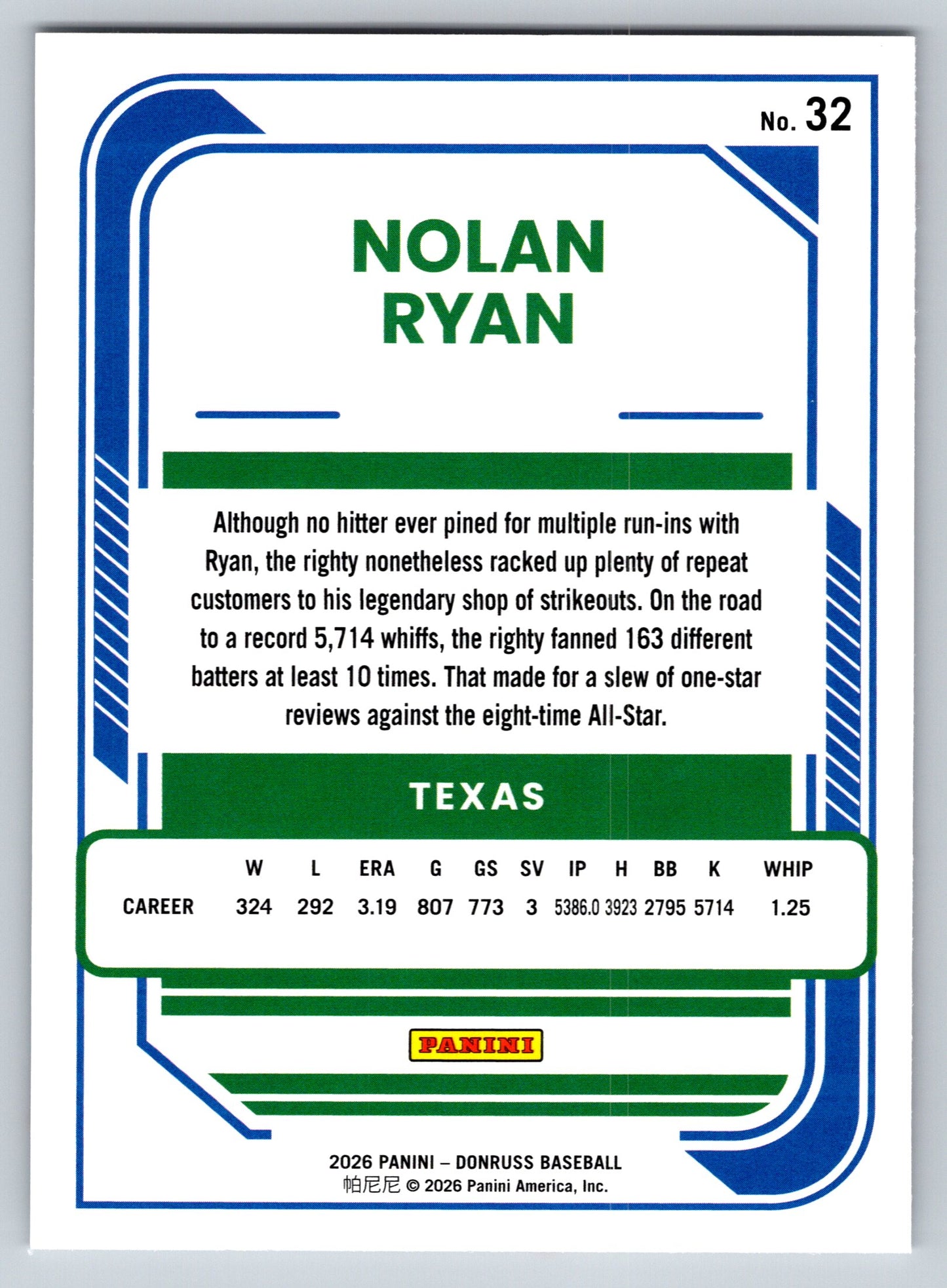 2026 Donruss #32 Nolan Ryan