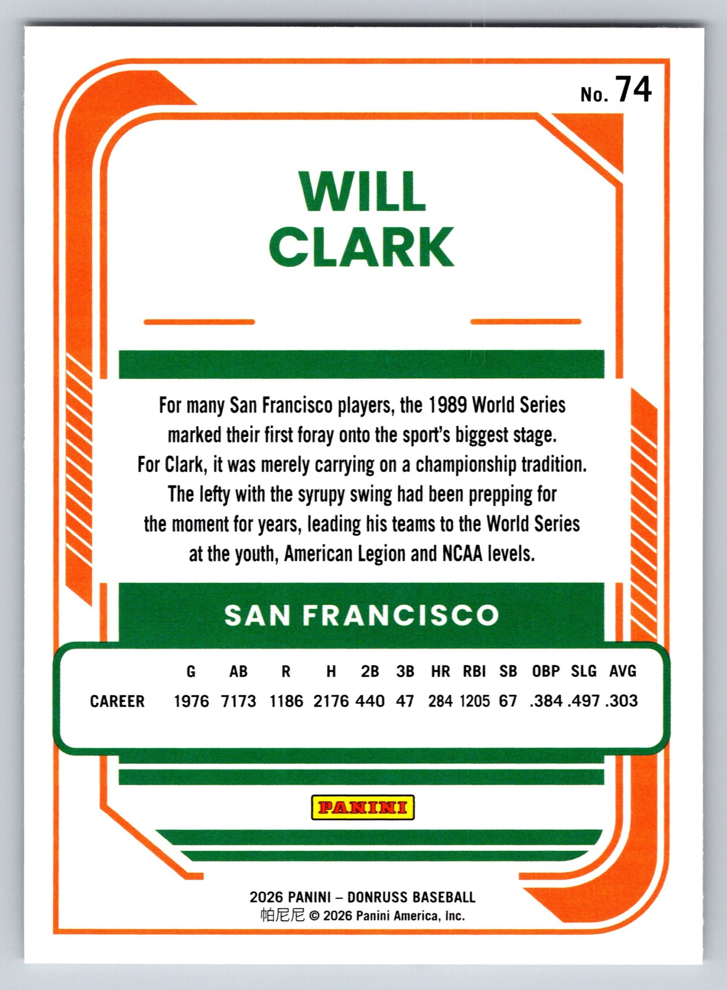 2026 Donruss #74 Will Clark