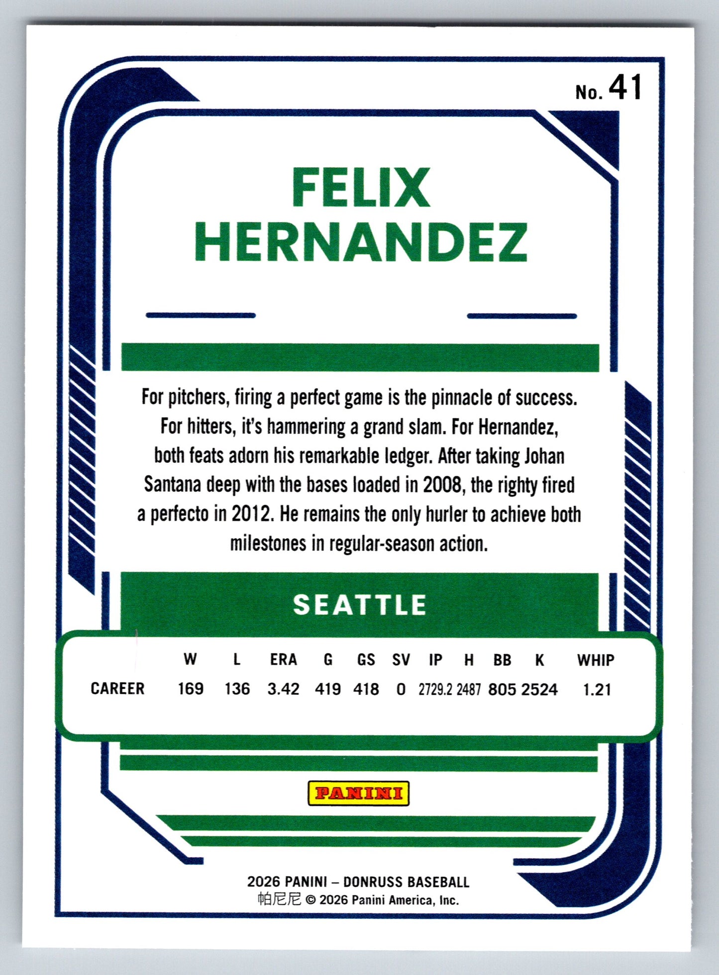 2026 Donruss #41 Felix Hernandez
