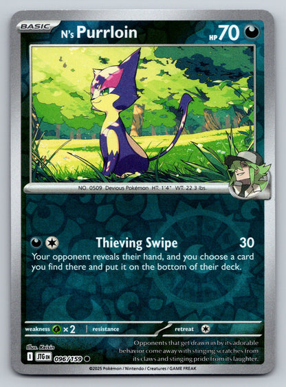 SV09: Journey Together #096/159 N's Purrloin Reverse Holo