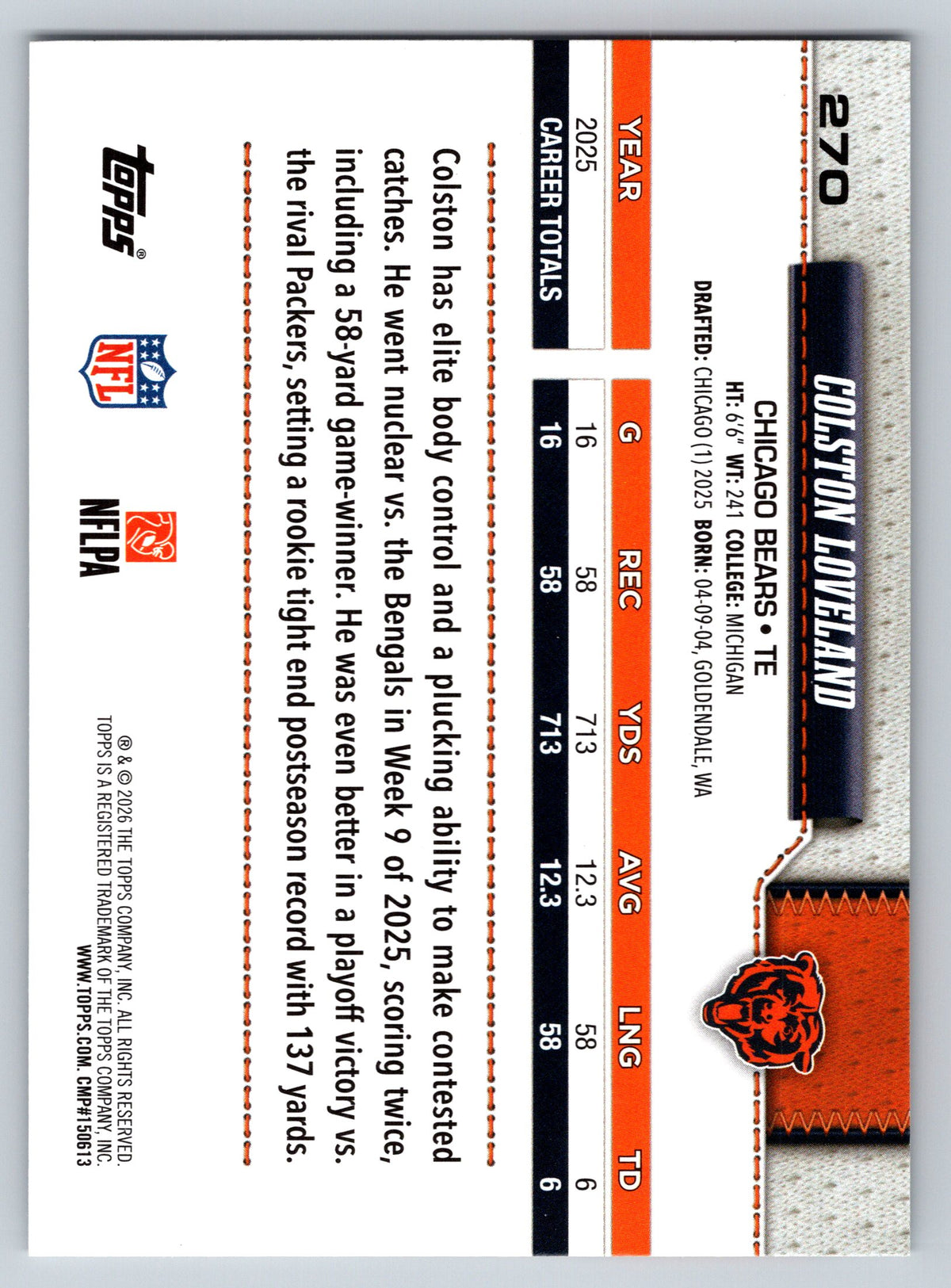 2026 Topps Flagship #270 Colston Loveland