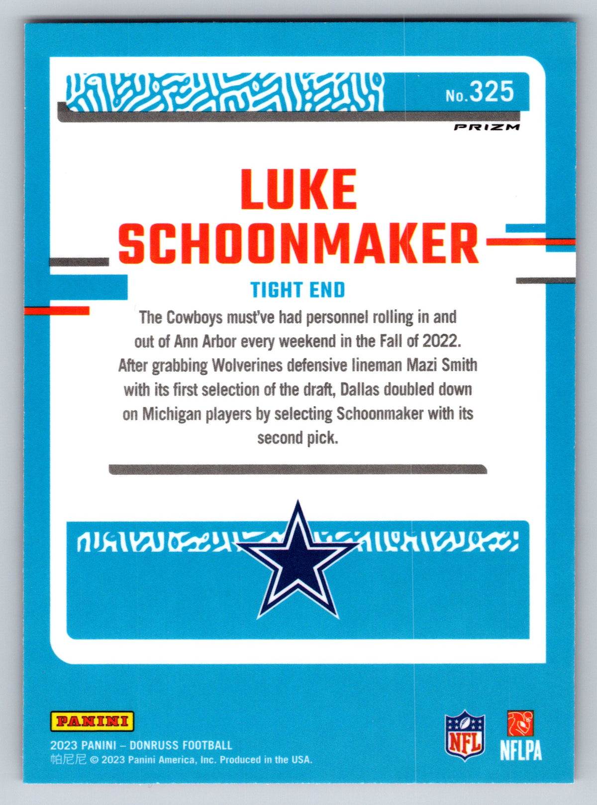 2023 Donruss #325 Luke Schoonmaker Optic Rated Rookie Preview Pink Prizm
