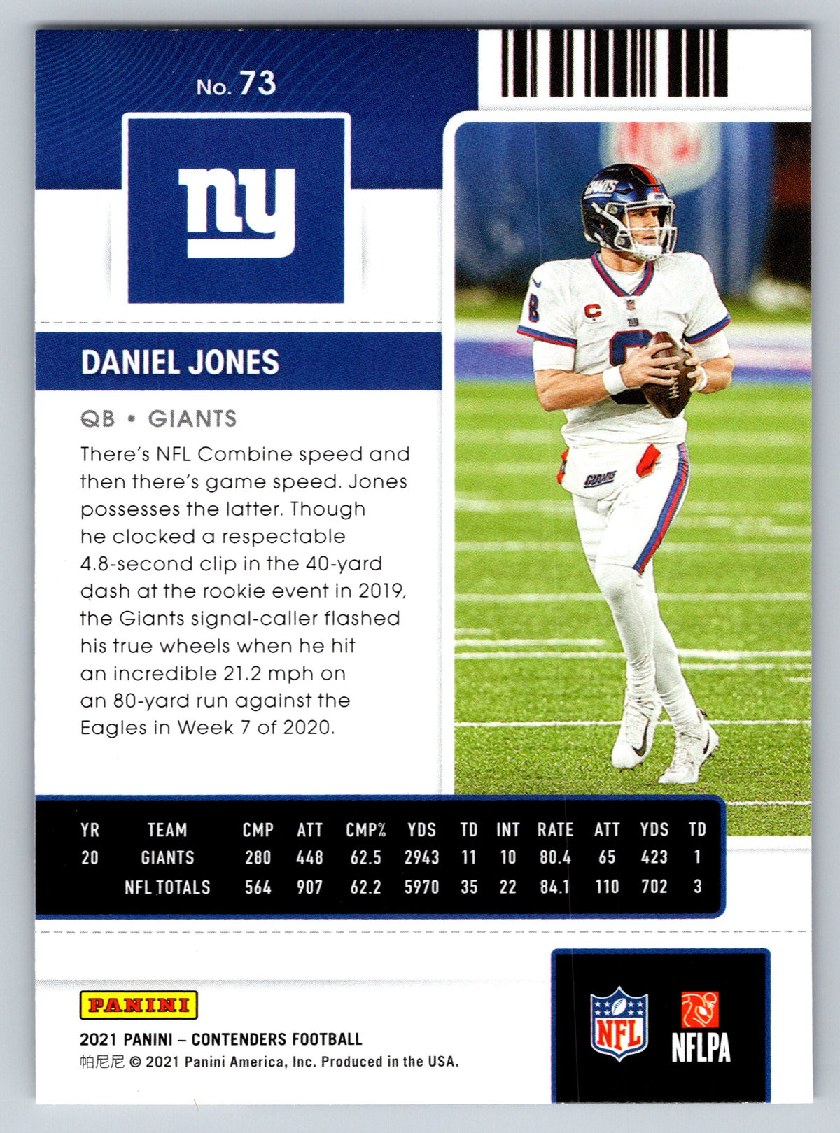 2021 Panini Contenders #73 Daniel Jones