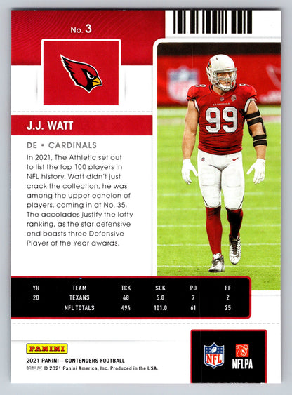 2021 Panini Contenders #3 J.J. Watt
