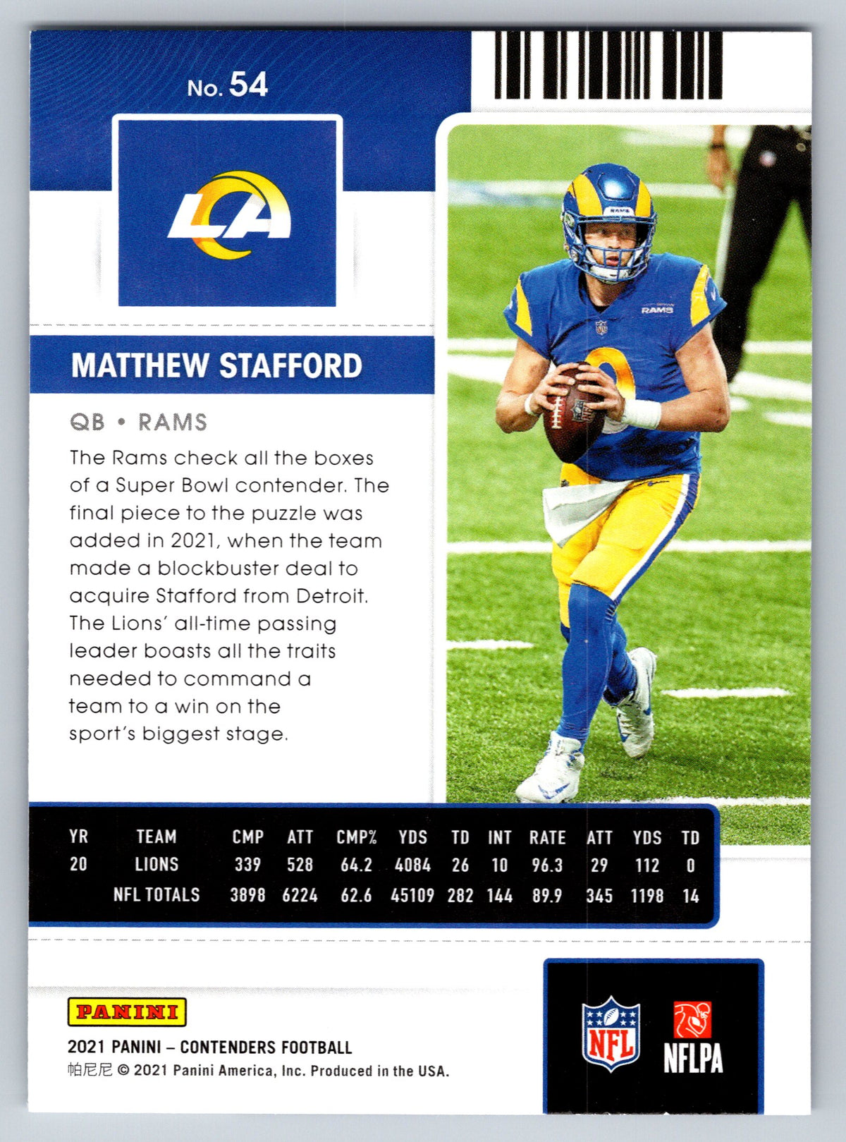 2021 Panini Contenders #54 Matthew Stafford