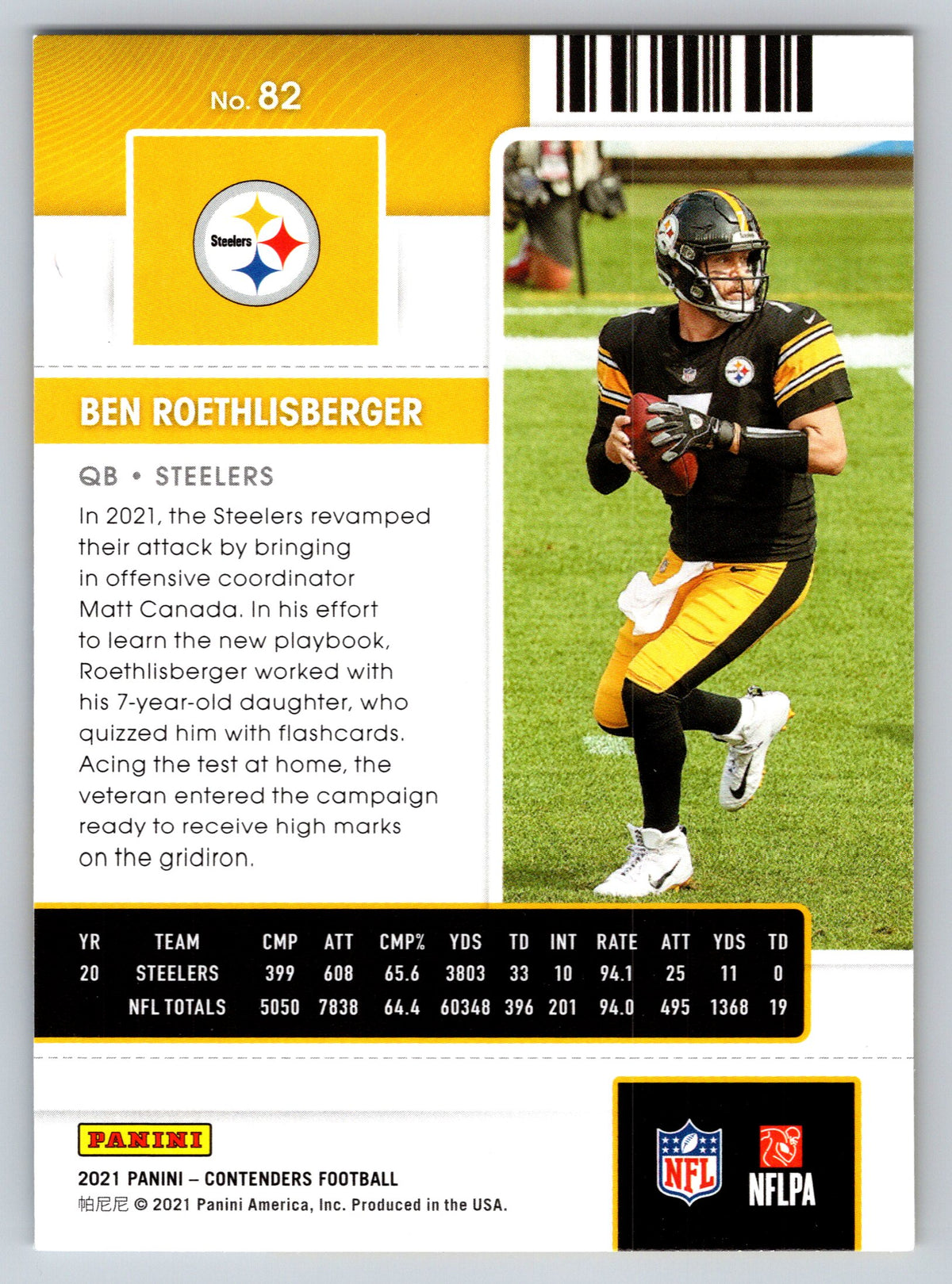 2021 Panini Contenders #82 Ben Roethlisberger