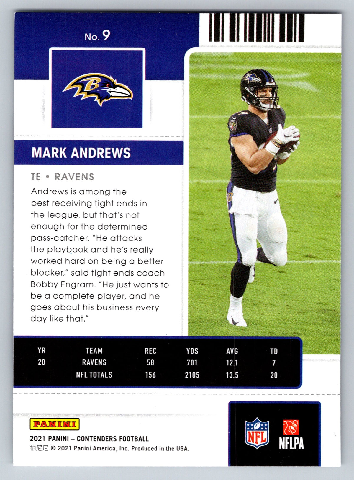 2021 Panini Contenders #9 Mark Andrews