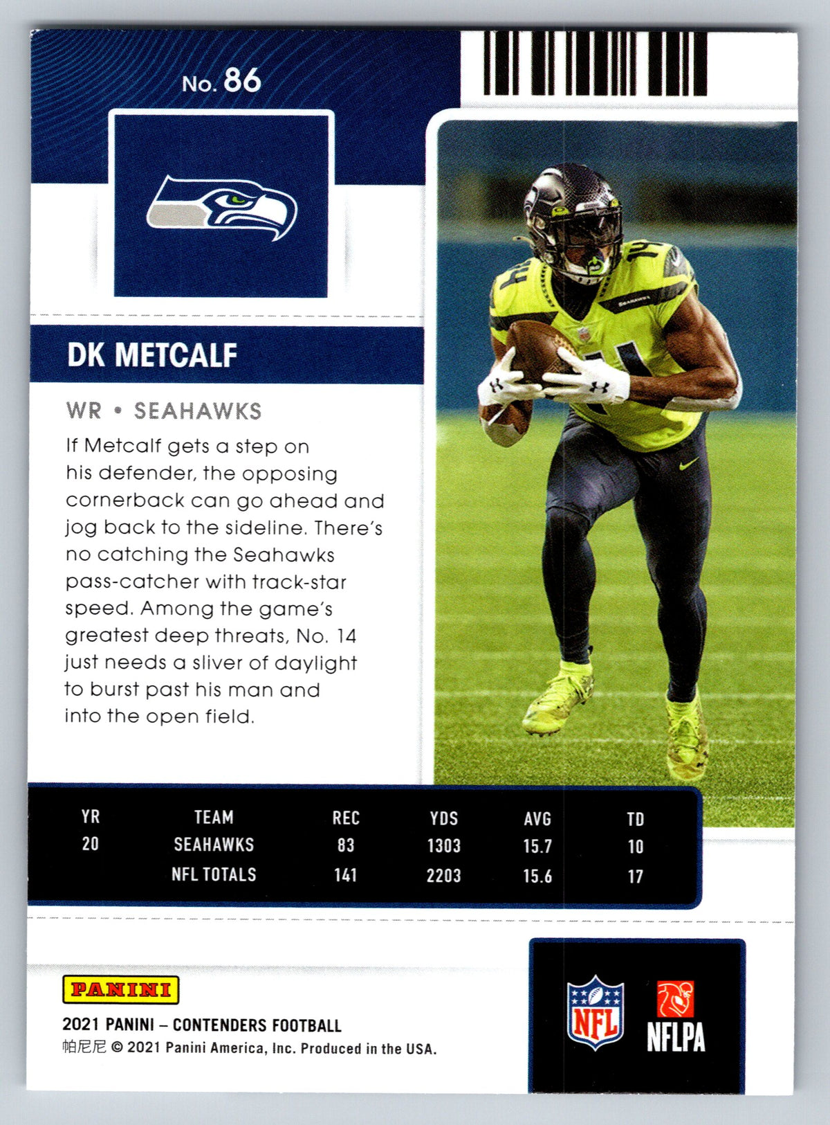 2021 Panini Contenders #86 DK Metcalf