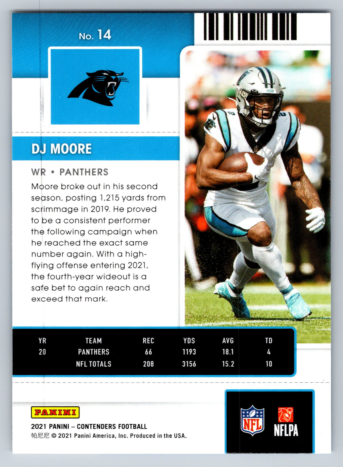 2021 Panini Contenders #14 DJ Moore