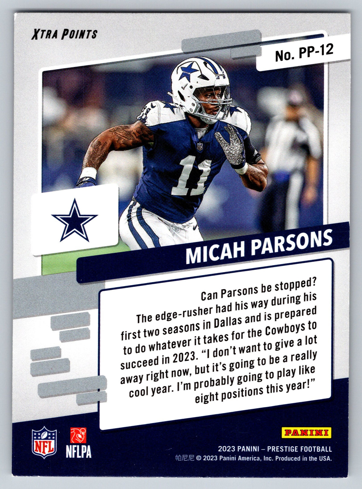 2023 Panini Prestige #PP-12 Micah Parsons Prestigious Pros