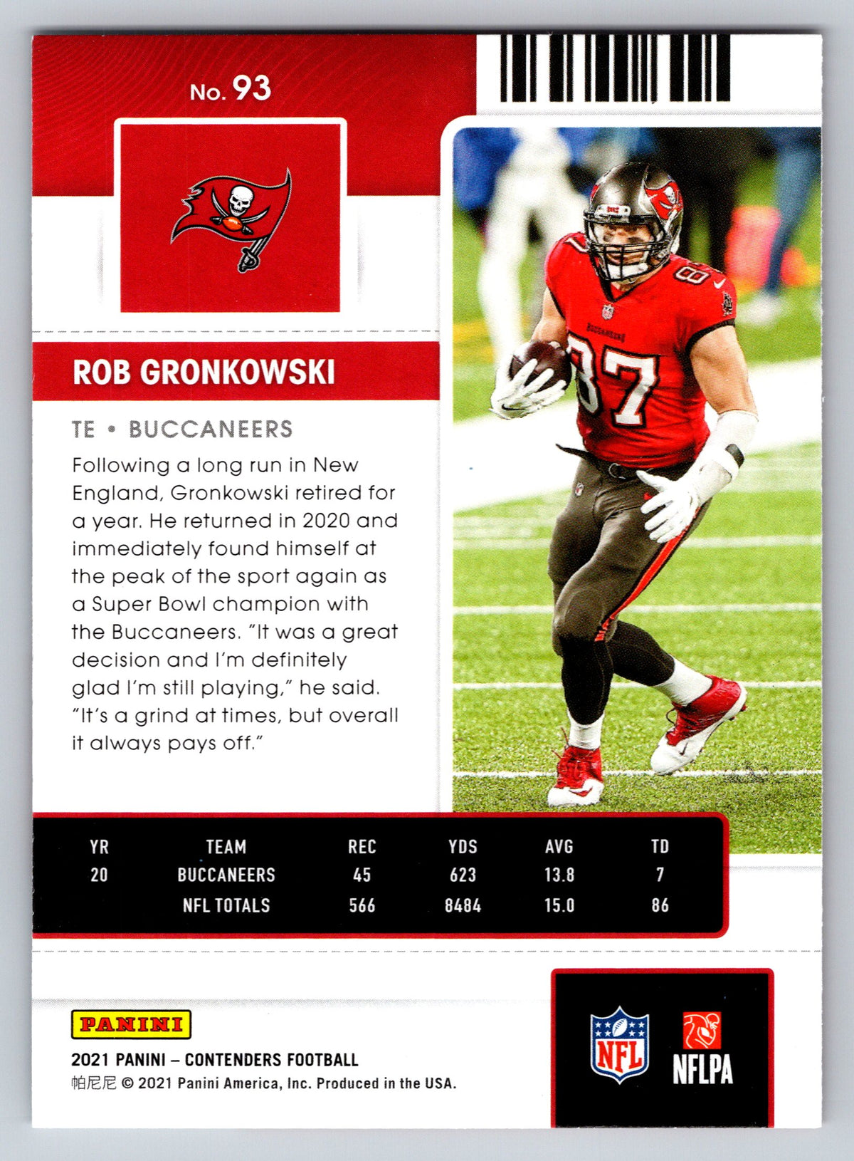 2021 Panini Contenders #93 Rob Gronkowski