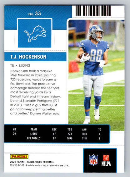 2021 Panini Contenders #33 T.J. Hockenson
