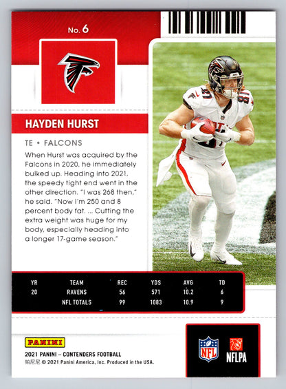 2021 Panini Contenders #6 Hayden Hurst