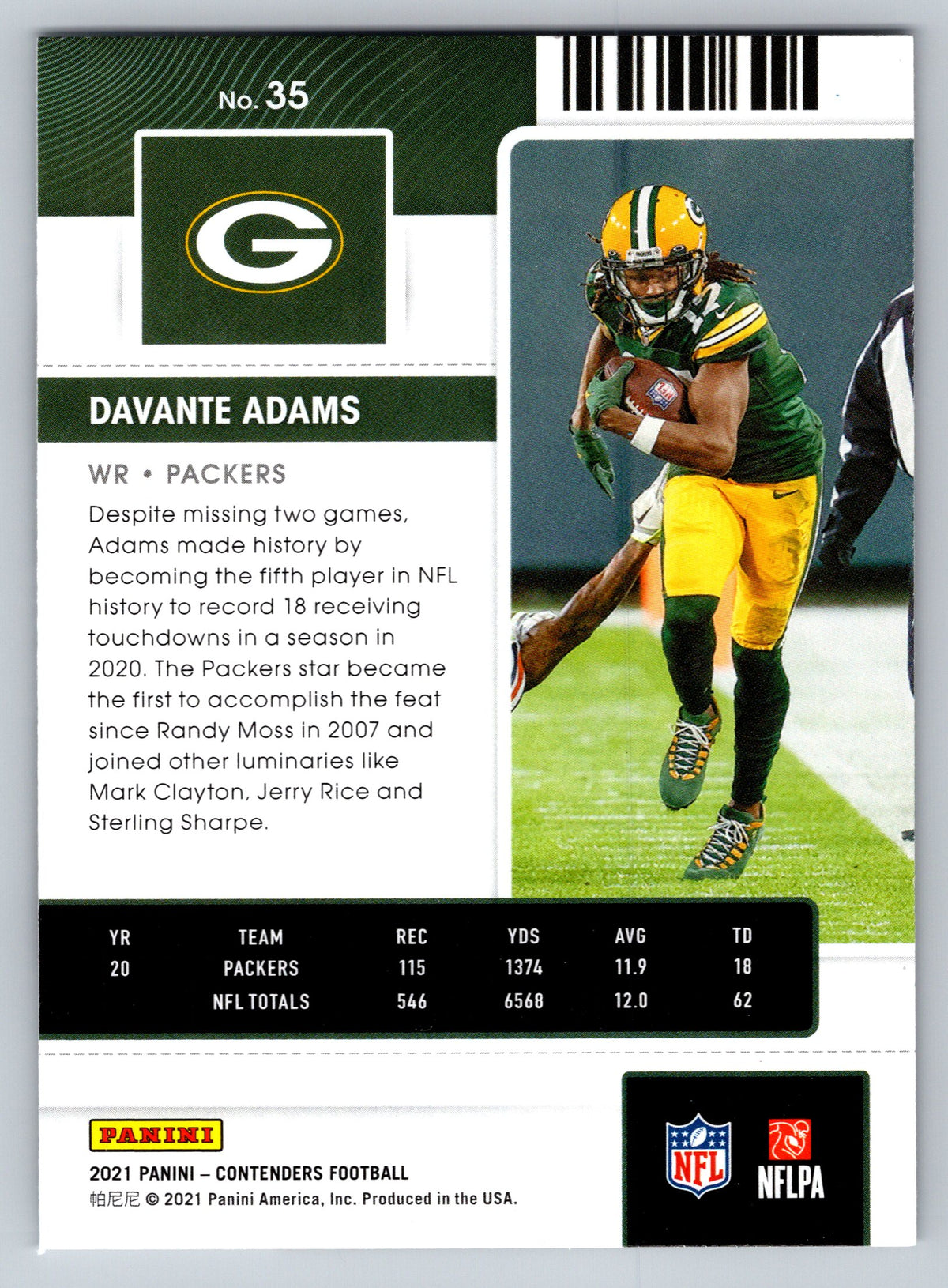 2021 Panini Contenders #35 Davante Adams