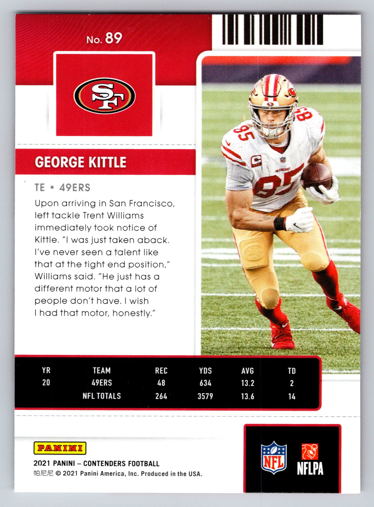 2021 Panini Contenders #89 George Kittle