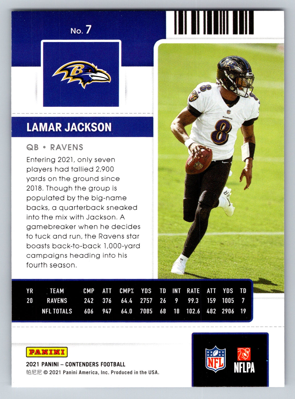 2021 Panini Contenders #7 Lamar Jackson