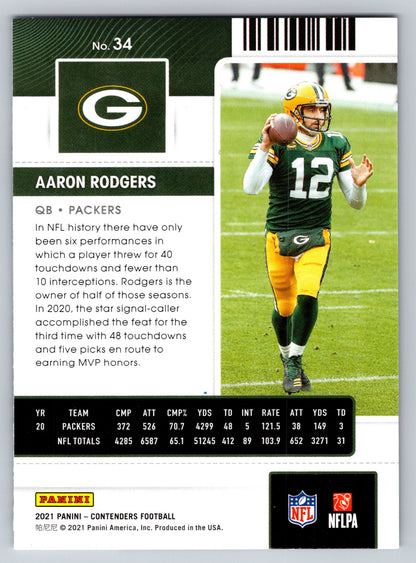 2021 Panini Contenders #34 Aaron Rodgers