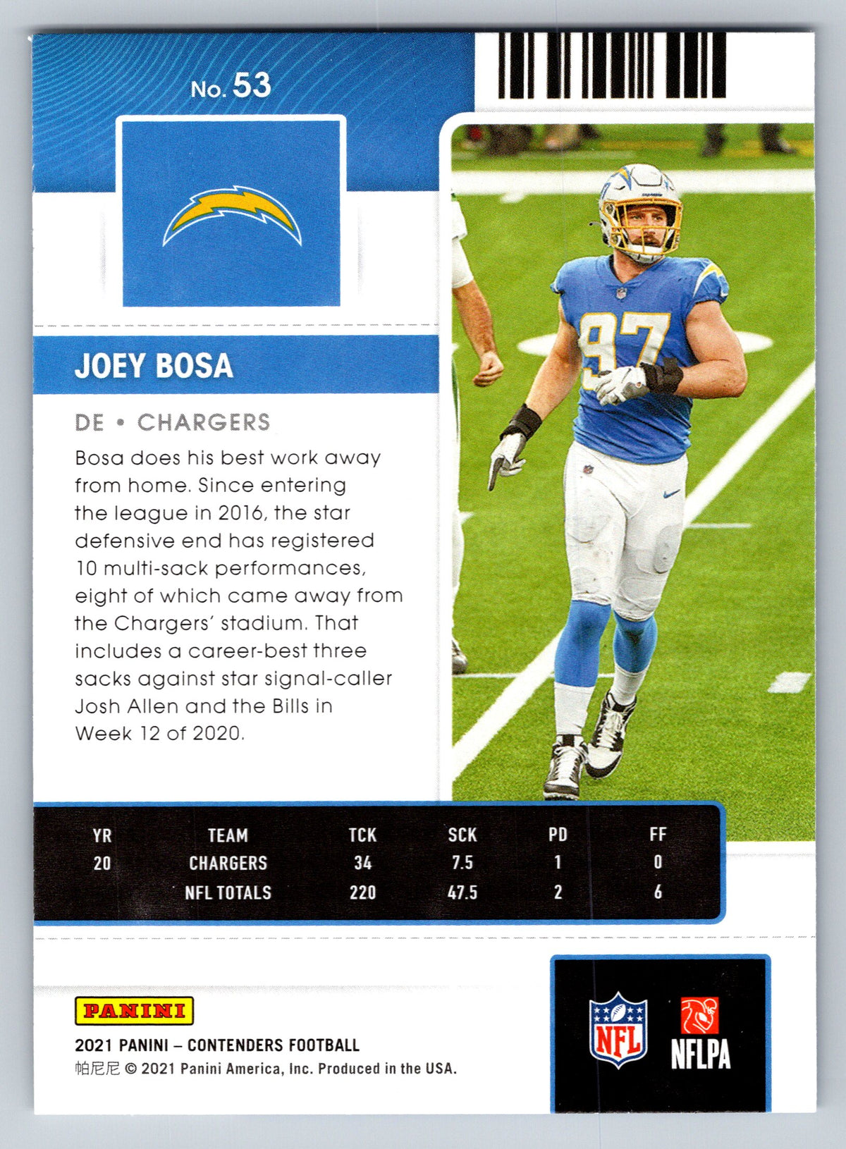 2021 Panini Contenders #53 Joey Bosa