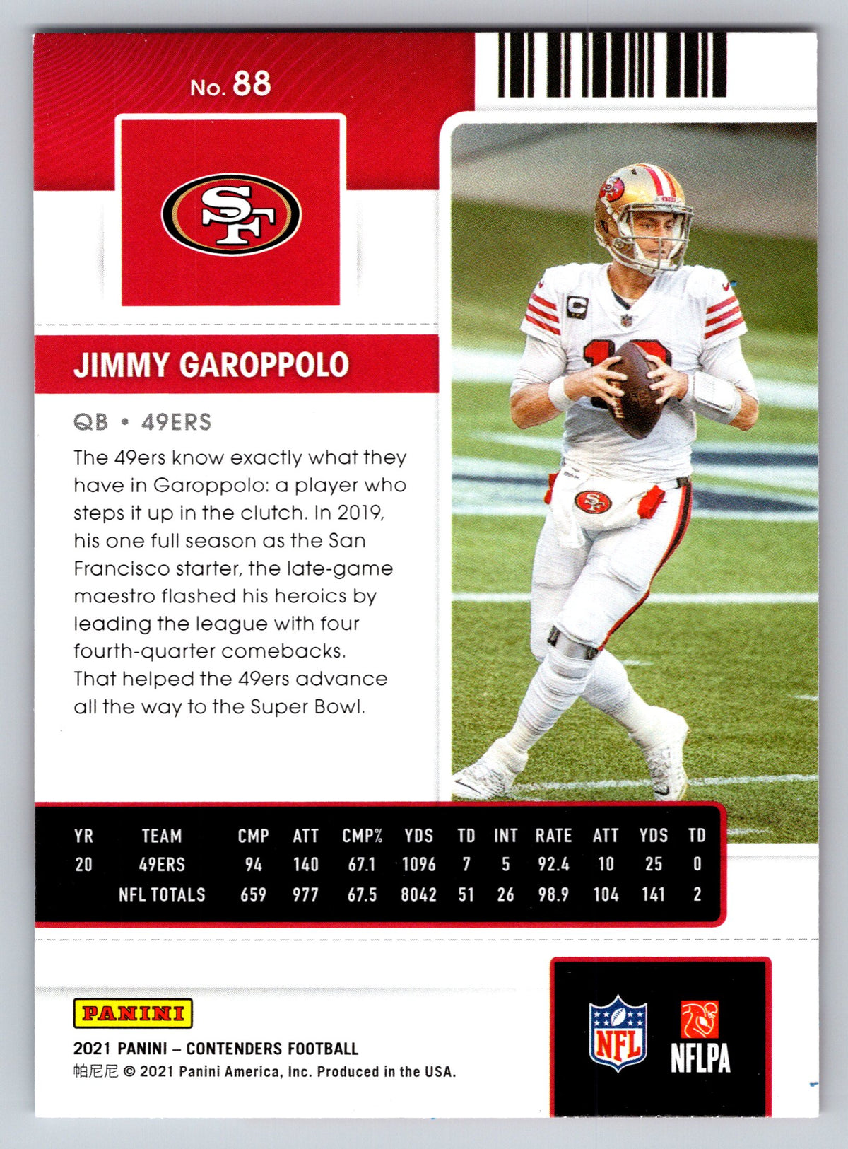 2021 Panini Contenders #88 Jimmy Garoppolo