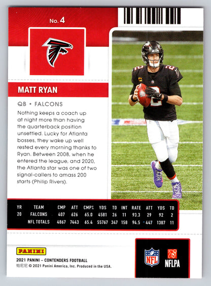 2021 Panini Contenders #4 Matt Ryan