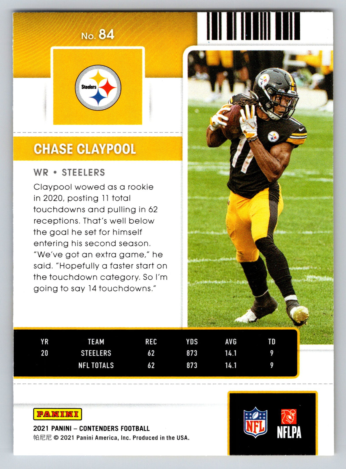 2021 Panini Contenders #84 Chase Claypool
