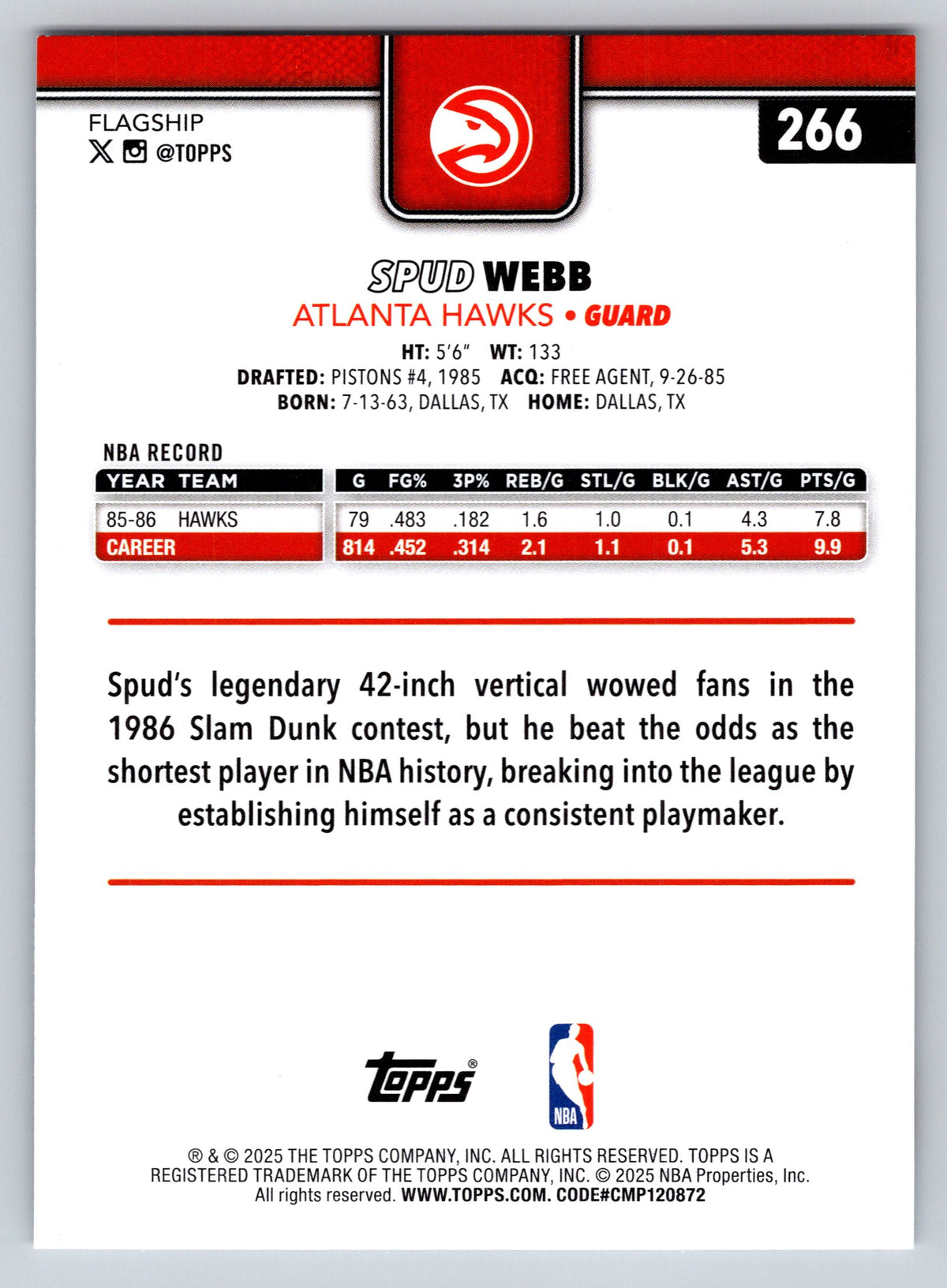 2025-26 Topps #266 Spud Webb