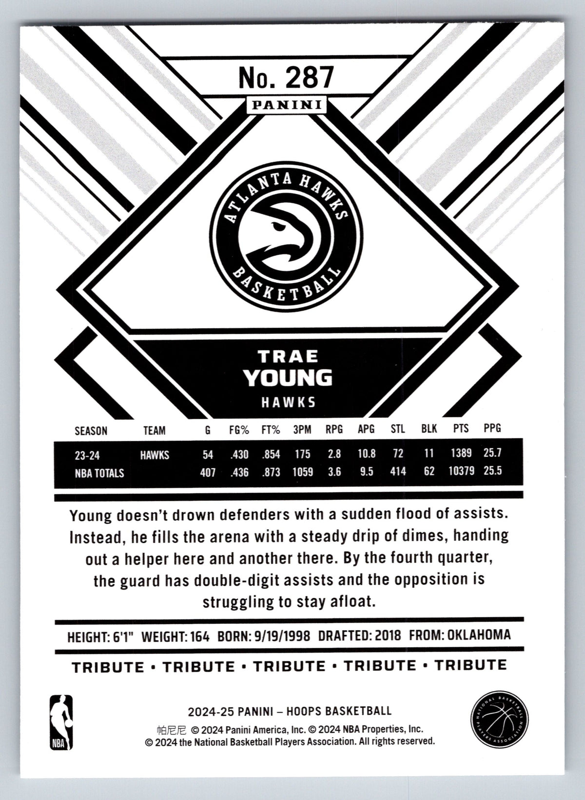 2024-25 Hoops #287 Trae Young