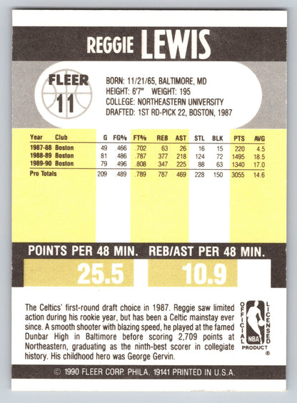 1990-91 Fleer #11b Reggie Lewis