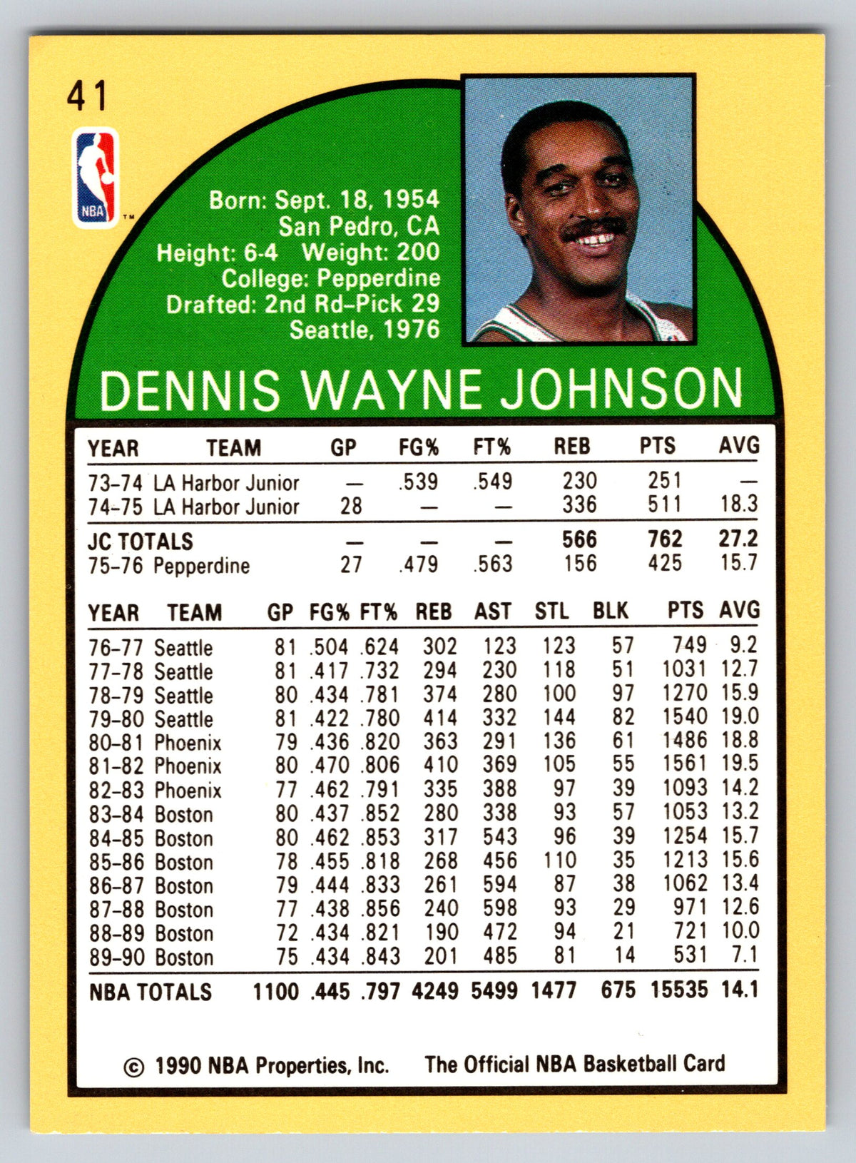 1990-91 Hoops #41 Dennis Johnson