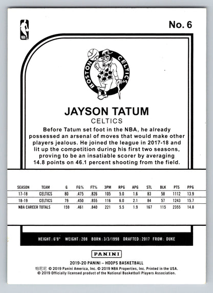 2019-20 Hoops #6 Jayson Tatum