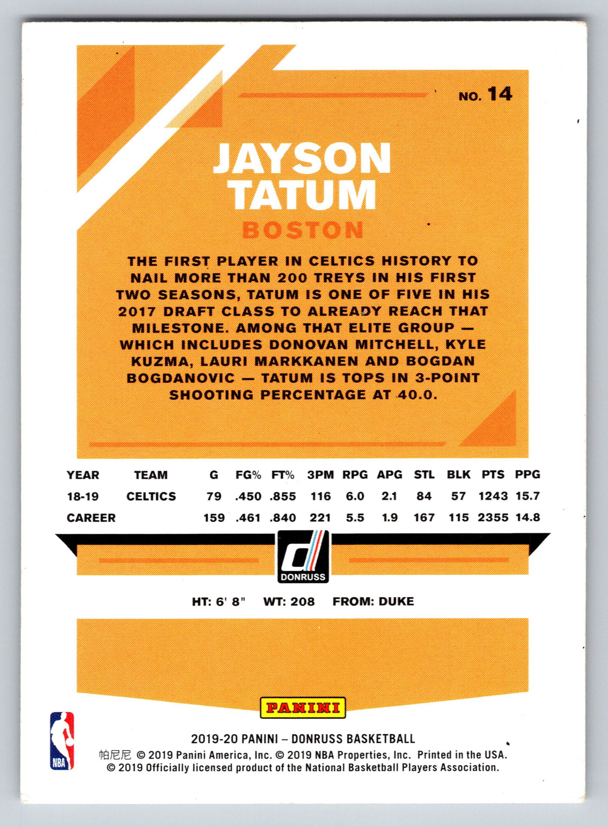 2019-20 Donruss #14 Jayson Tatum