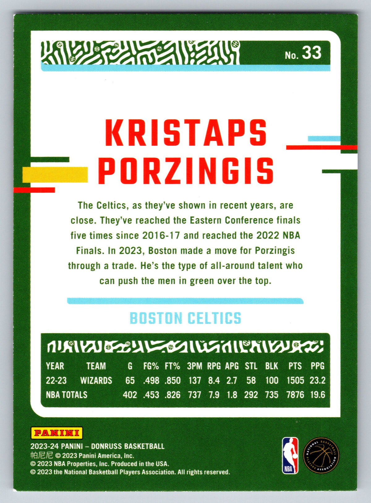 2023-24 Donruss #33 Kristaps Porzingis