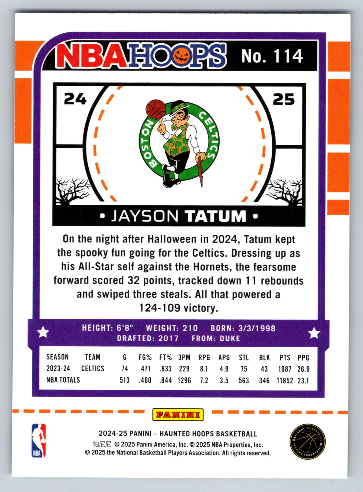 2024-25 Hoops Haunted Hoops #114 Jayson Tatum