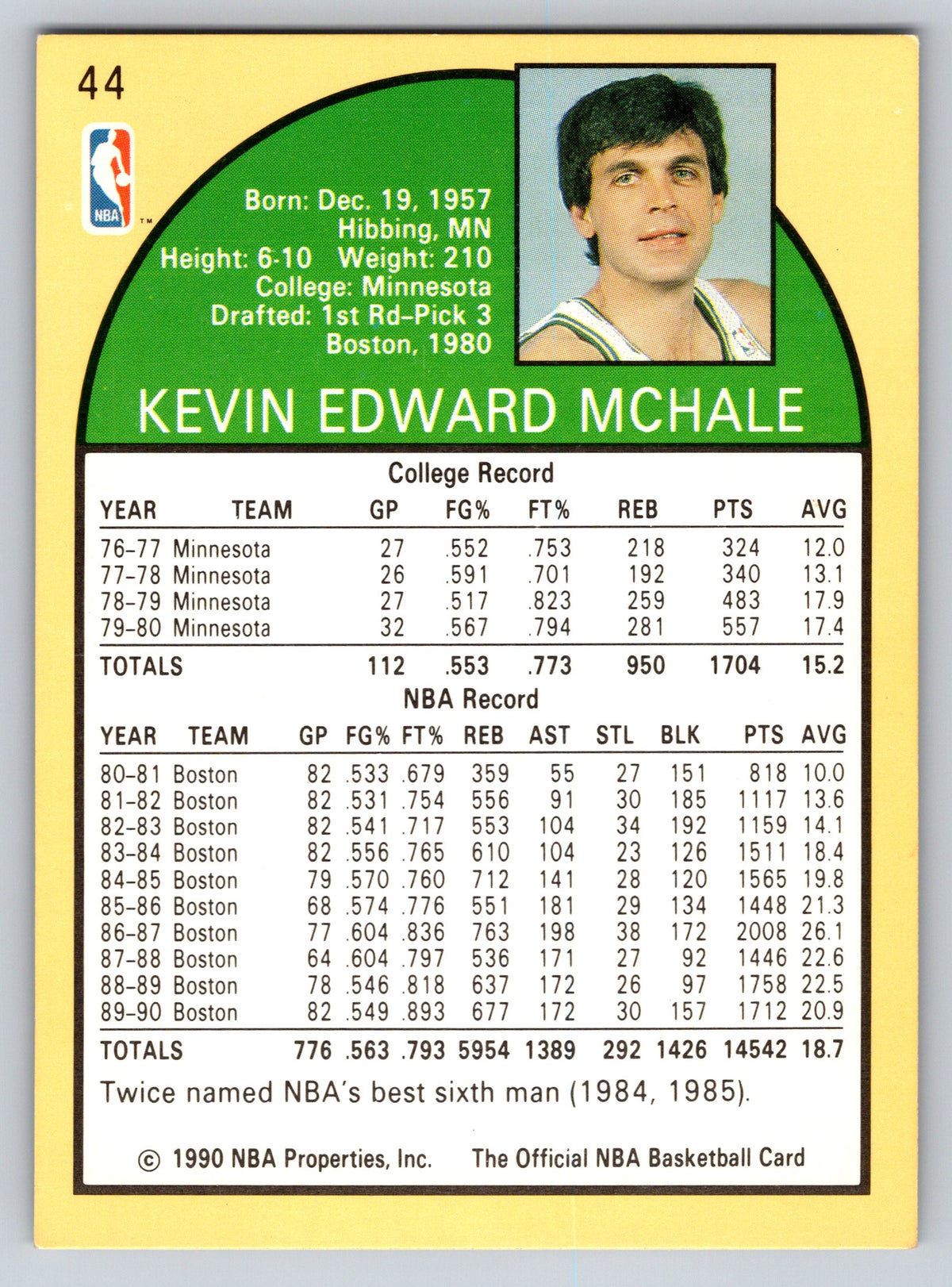 1990-91 Hoops #44 Kevin McHale