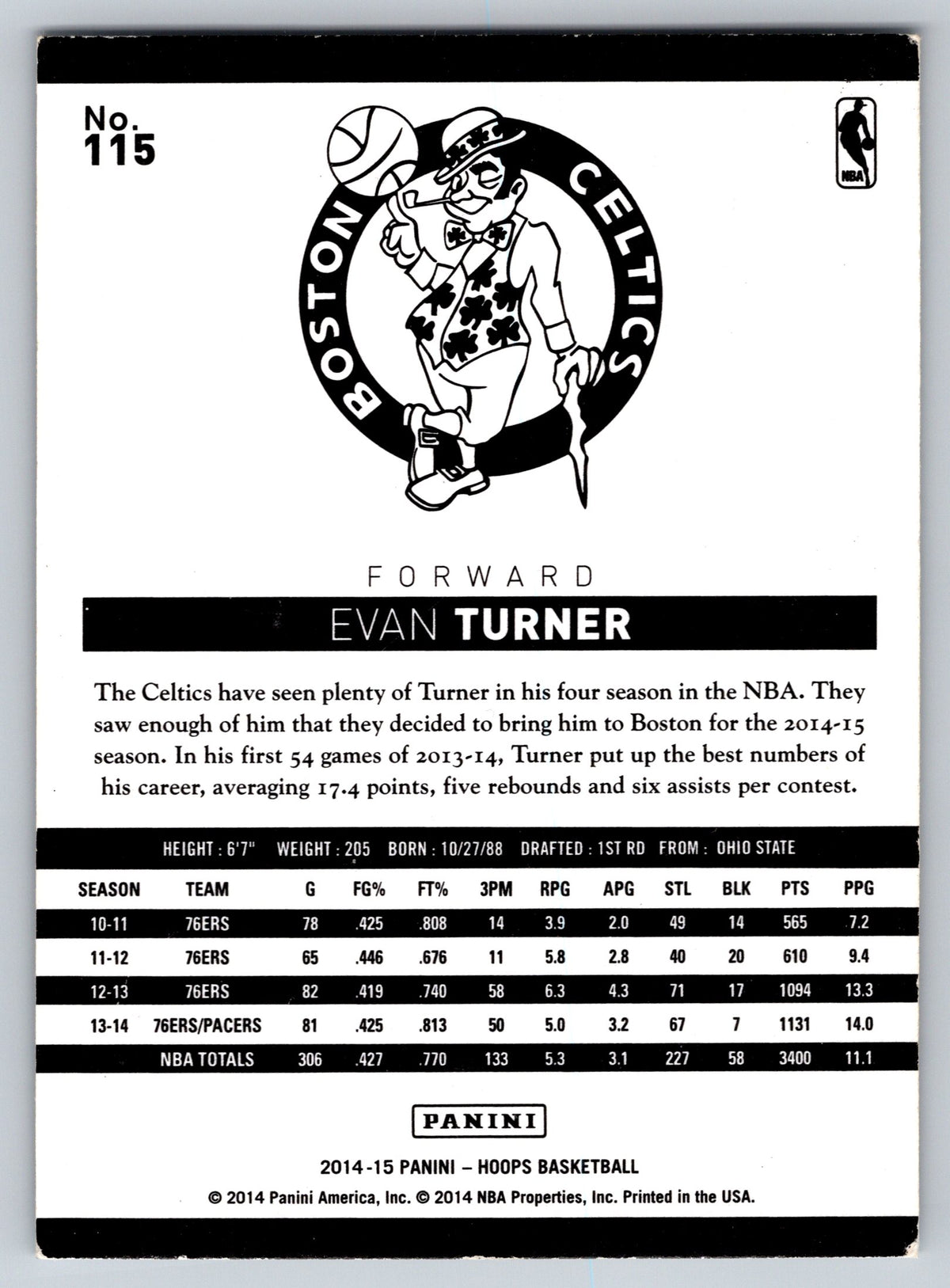 2014-15 Hoops #115 Evan Turner Green