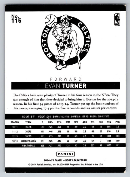 2014-15 Hoops #115 Evan Turner Green