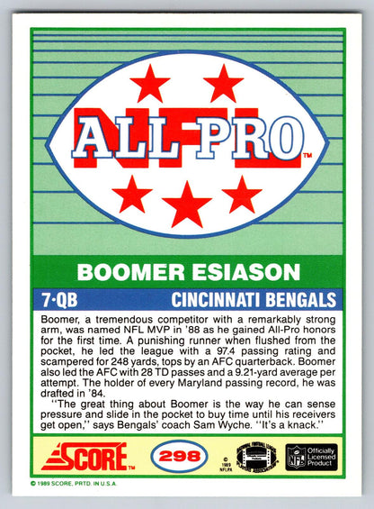 1989 Score #298 Boomer Esiason