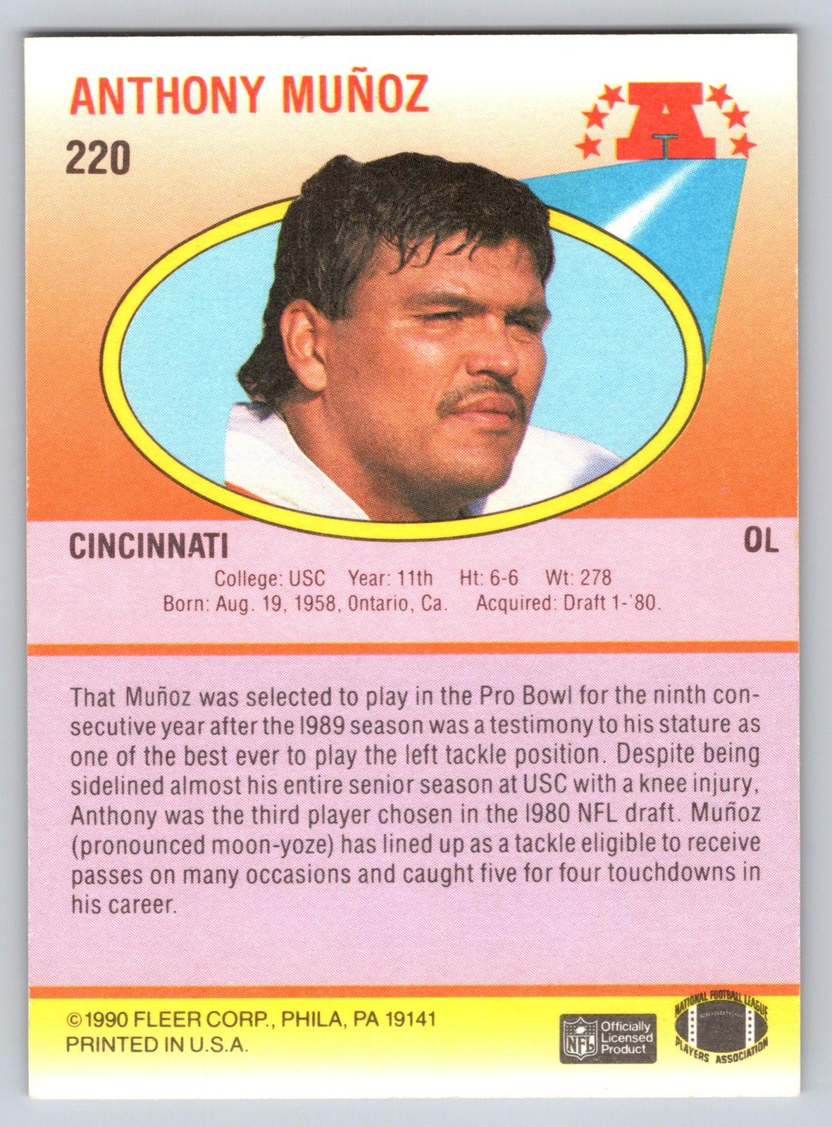 1990 Fleer #220 Anthony Muñoz