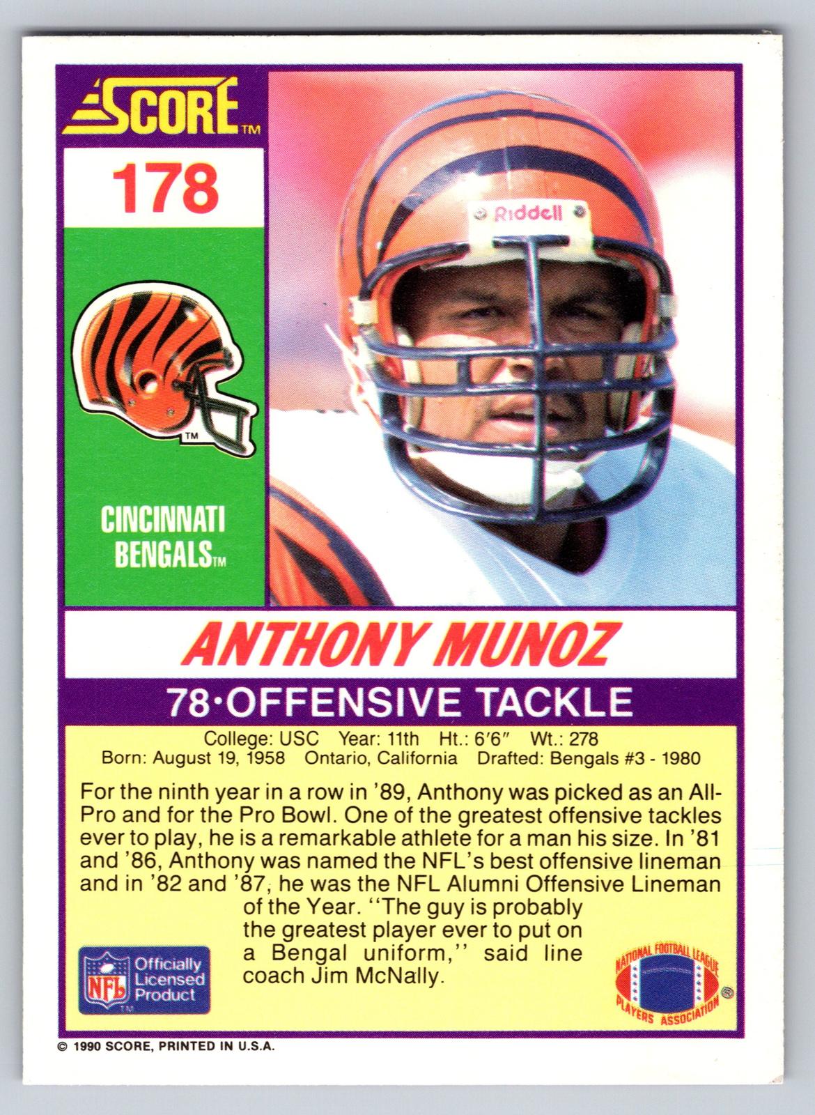 1990 Score #178 Anthony Munoz