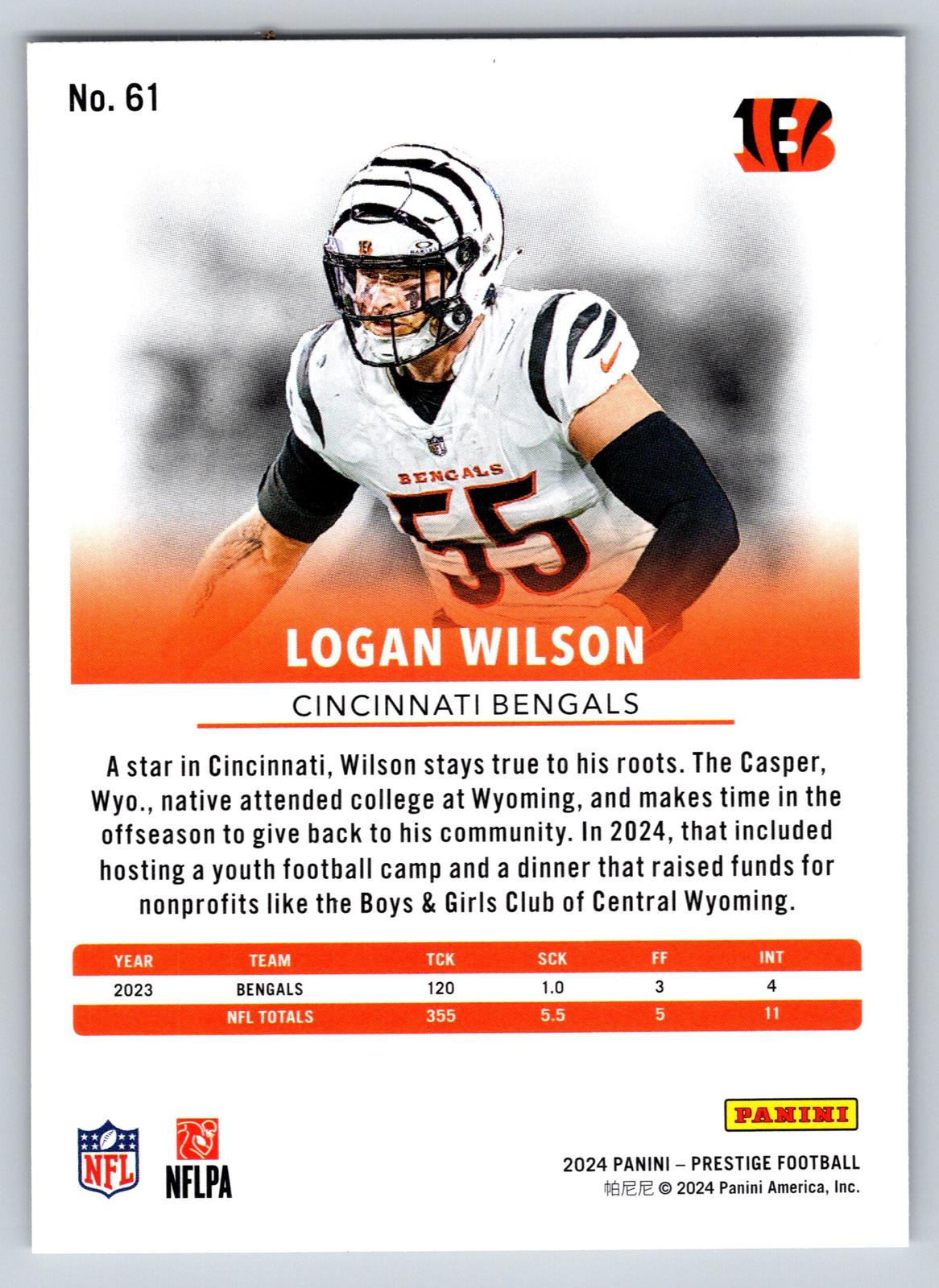 2024 Panini Prestige #61 Logan Wilson