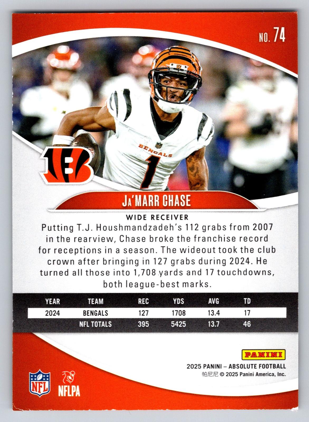 2025 Panini Absolute #74 Ja'Marr Chase Retail