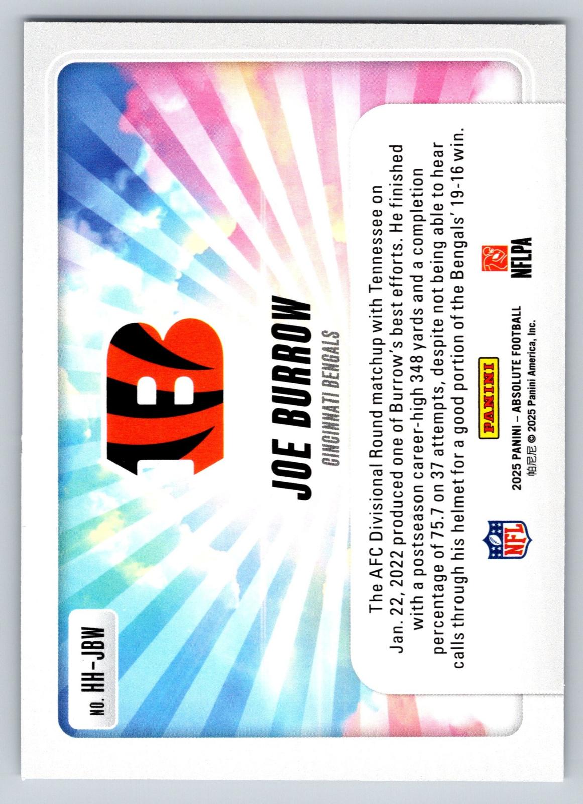 2025 Panini Absolute #HH-JBW Joe Burrow Hog Heaven