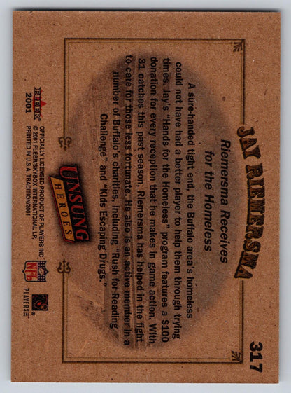 2001 Fleer Tradition #317 Jay Riemersma