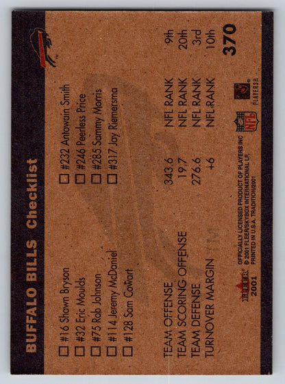 2001 Fleer Tradition #370 Buffalo Bills Team Leaders