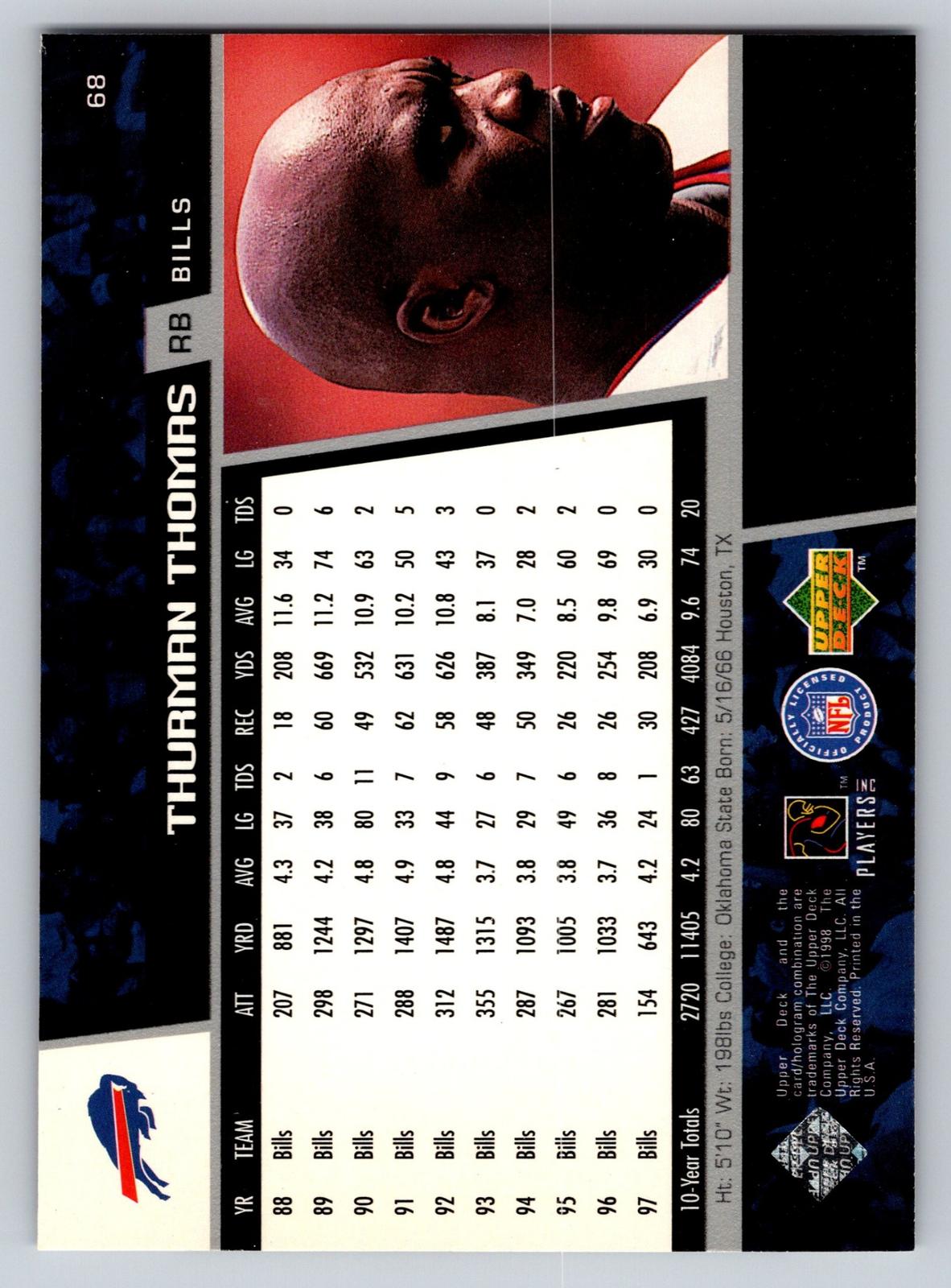 1998 Upper Deck #68 Thurman Thomas