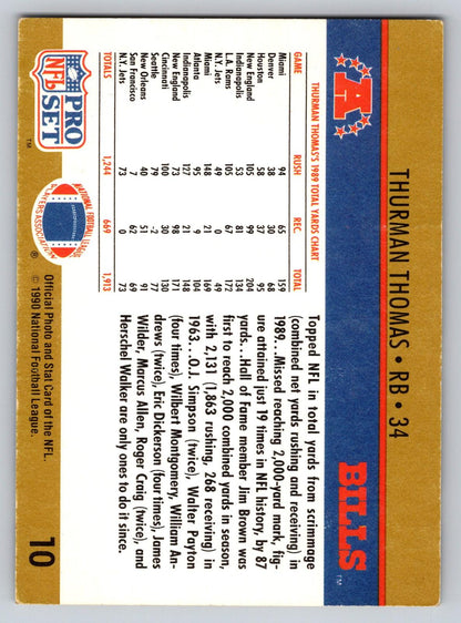 1990 Pro Set #10 Thurman Thomas