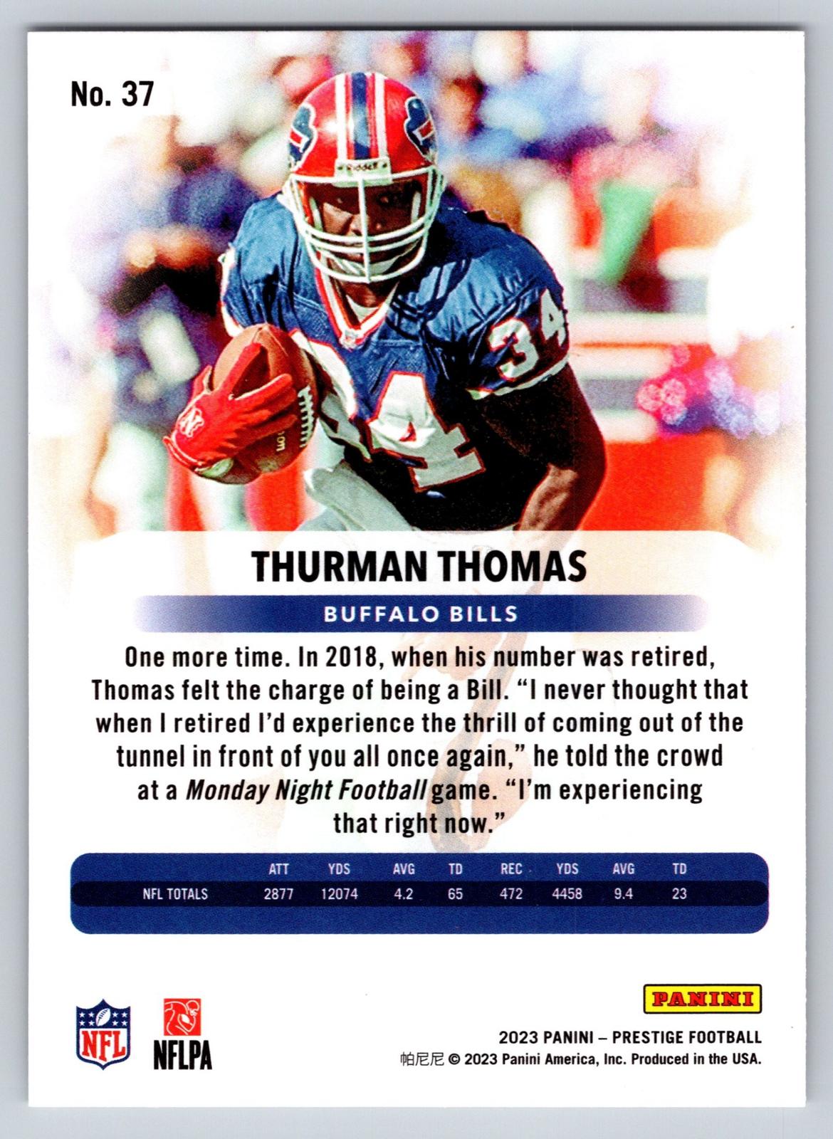 2023 Panini Prestige #37 Thurman Thomas