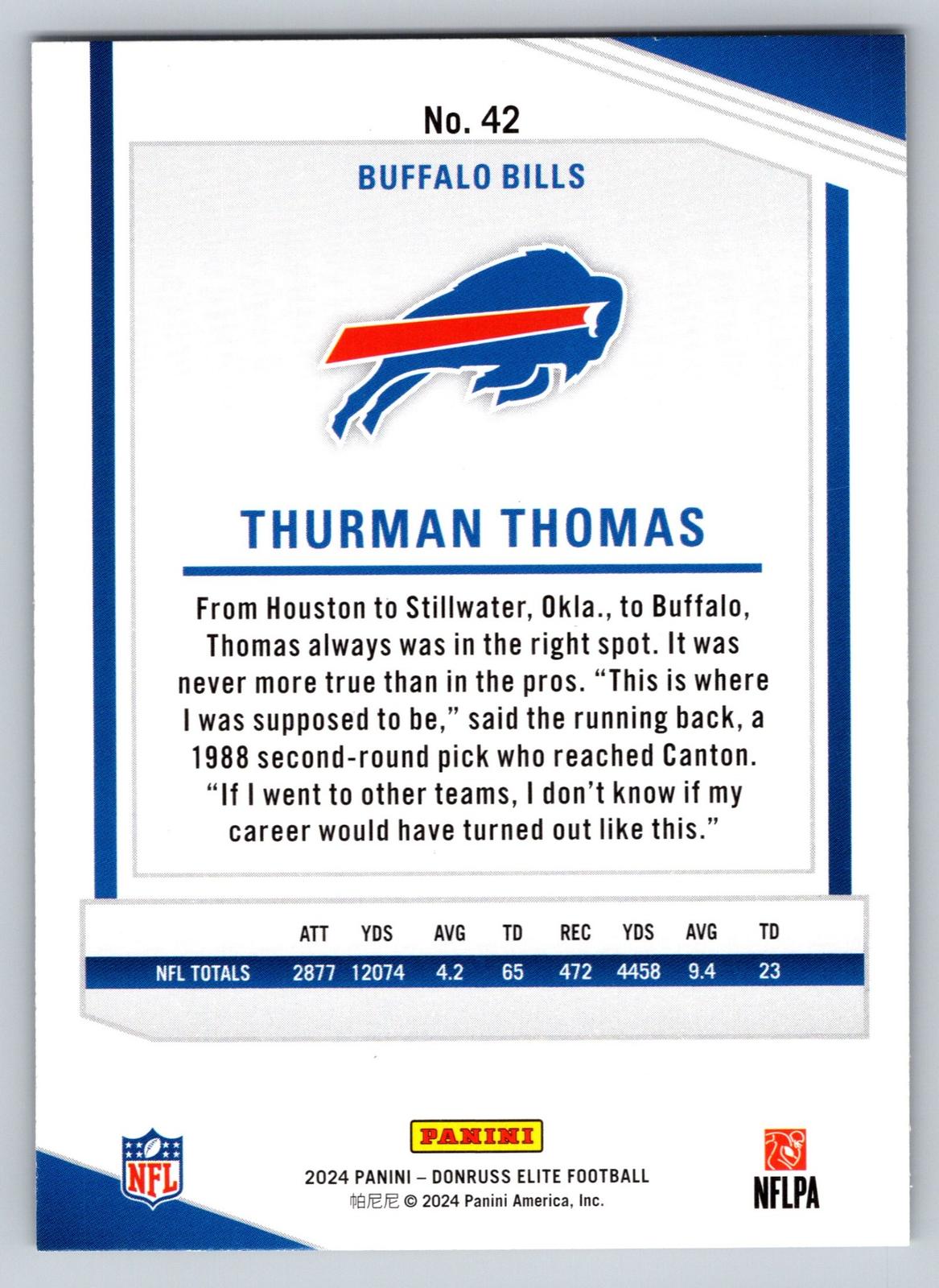 2024 Donruss Elite #42 Thurman Thomas