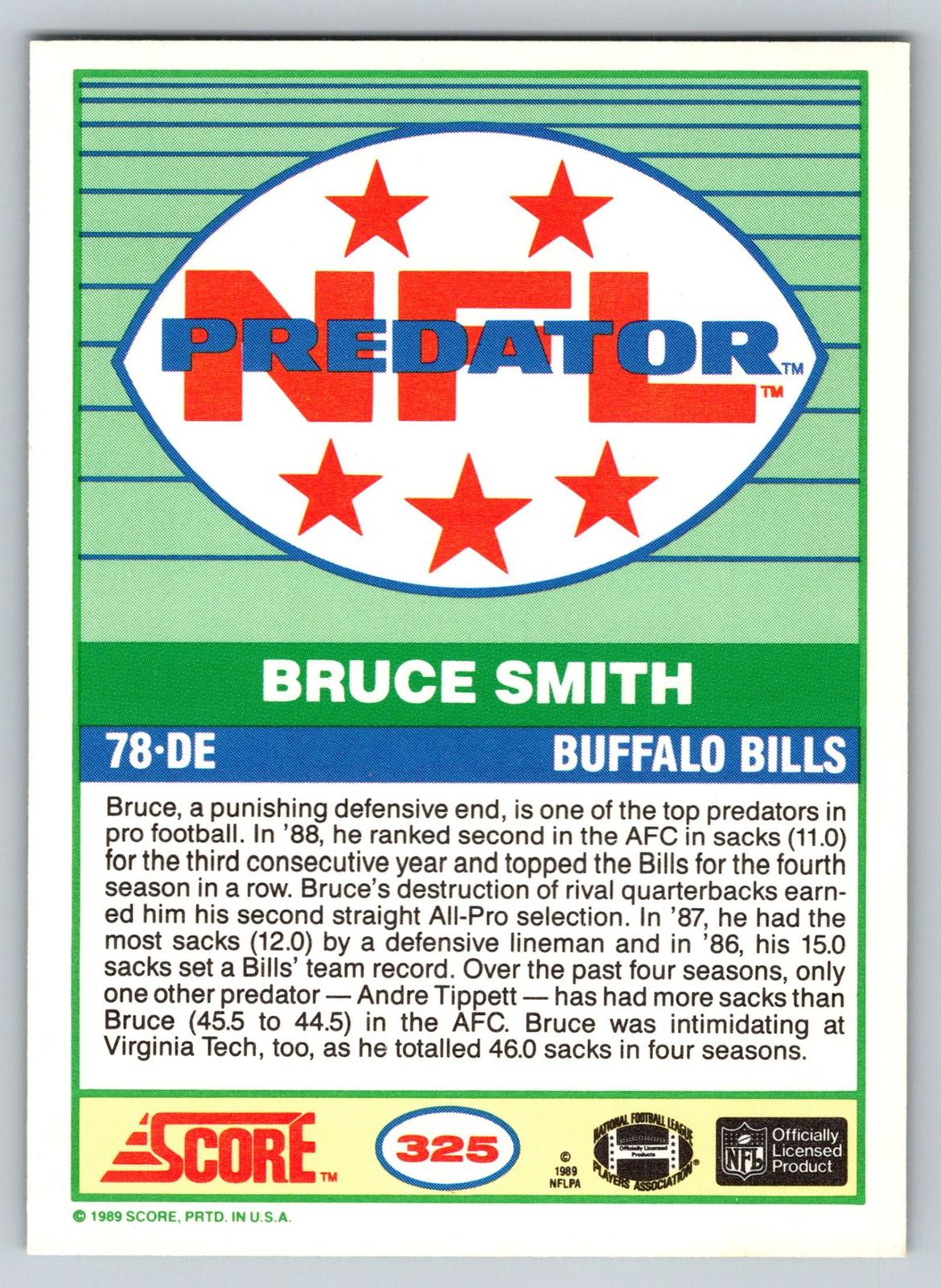 1989 Score #325 Bruce Smith